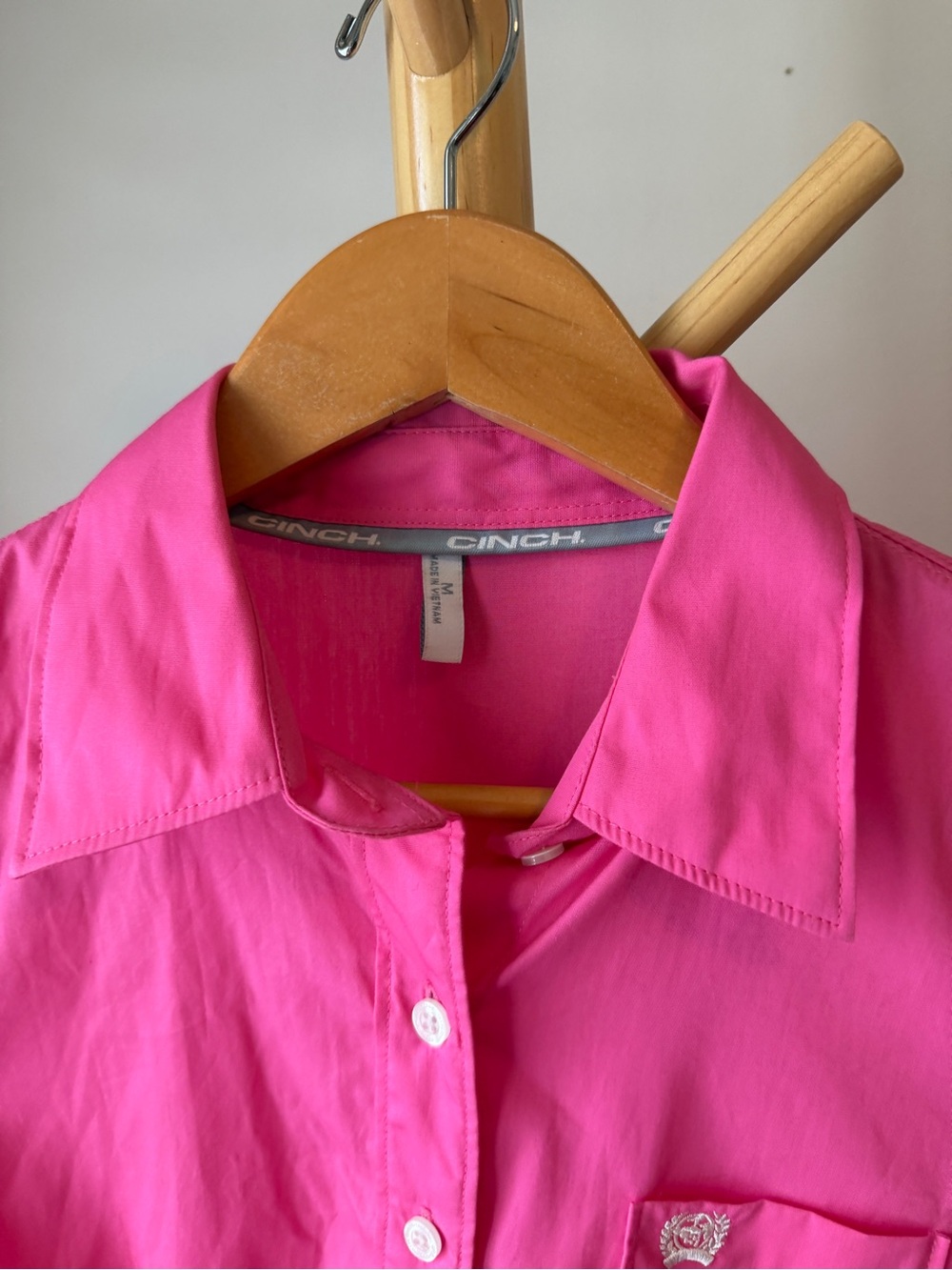 Cinch Arena Fit 100% Cotton Button Down Western Shirt Size Medium Hot Pink - Picture 4 of 8
